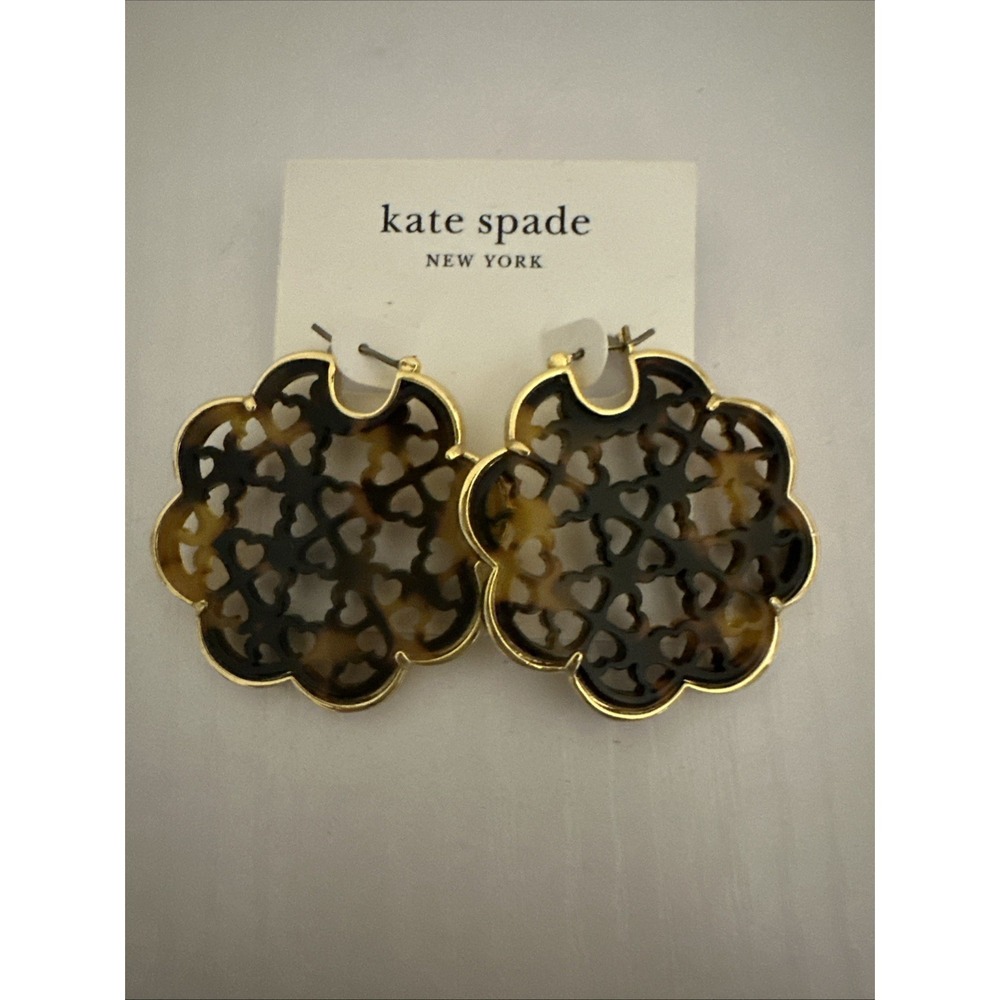 KATE SPADE LEGACY LOGO Brown And Beige EARRINGS New